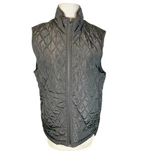 Tahari Black Quilted Sleeveless Vest Women's Size Medium With Three Pockets